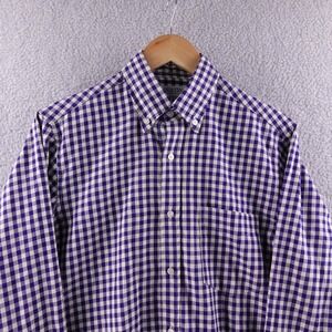 Gustin‎ Mens Blue Gingham Button Down Shirt Long Sleeve Classic Fit Size S